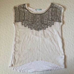 White top with silver bead detail
